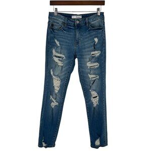 KanCan Women Distressed Skinny Ripped Jeans Size 7/27 Blue Denim Mid Rise Ankle